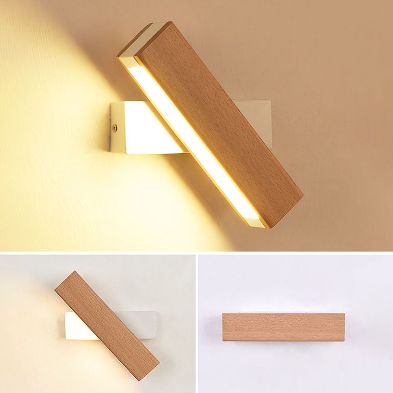 1 Licht geometrische Wandleuchten moderne einfache Stil Holzwandbeleuchtung in Braun
