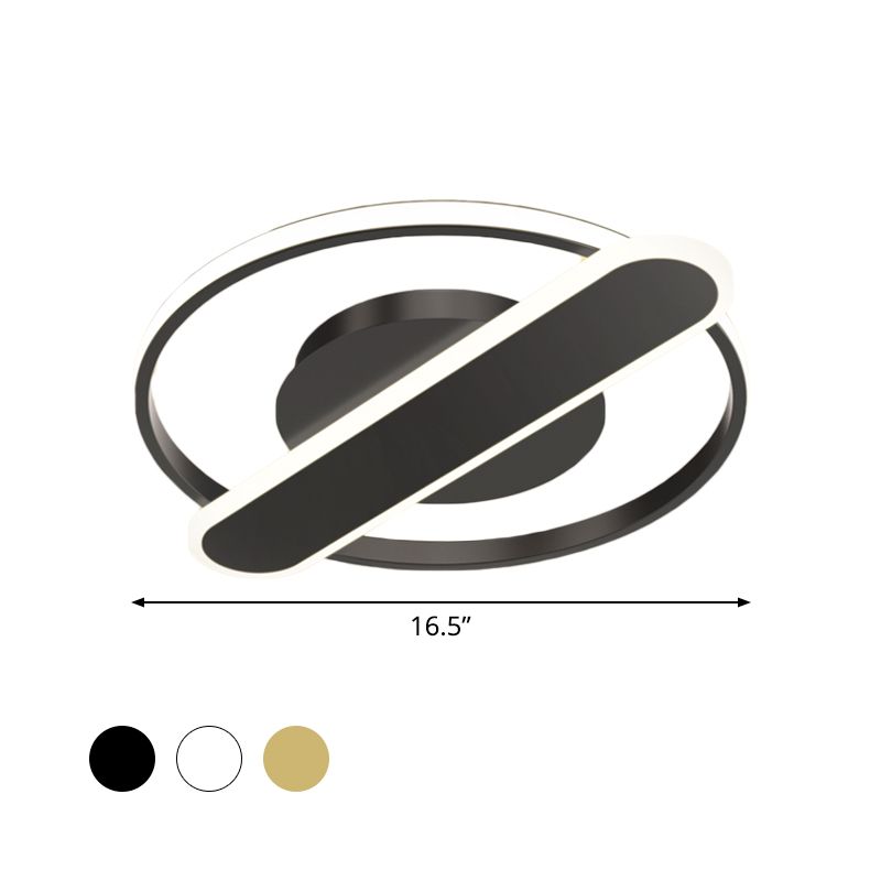 Lampada da soffitto sottile acrilico del ciclo LED moderna nero/bianco/oro del montaggio a incasso con Oblong Cross Bar, 16,5 "/20,5" larghezza