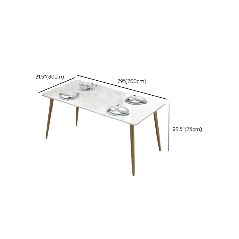 Rectangle Golden Base Dining Table Glam Faux Marble Table for Home