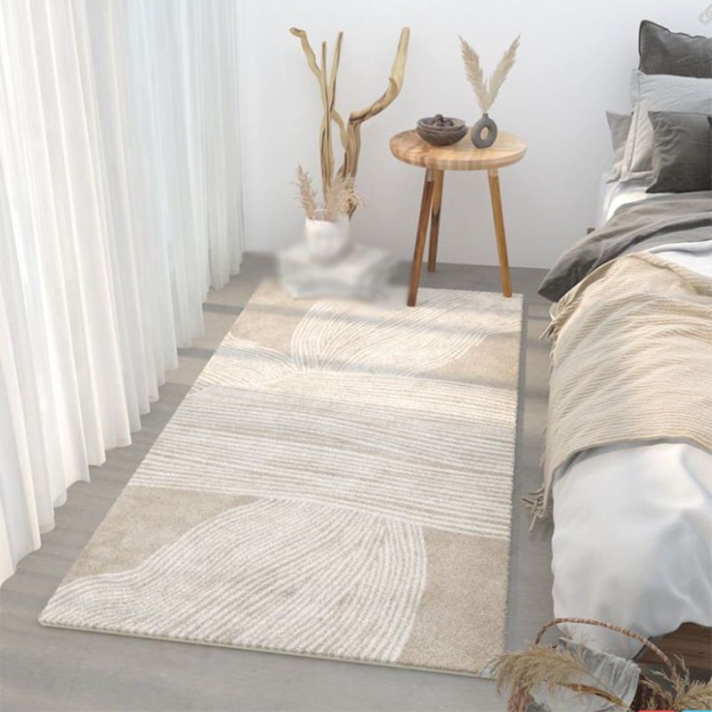 Beige Modern Rug Polyester Graphic Area Rug Non-Slip Backing Indoor Rug for Home Decor