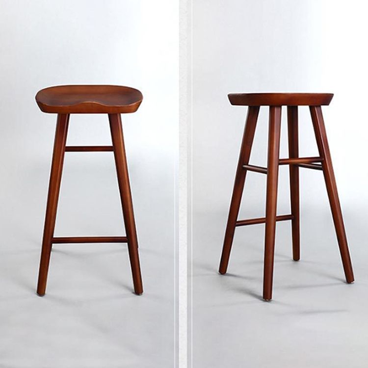Modern Solid Wood Seat Barstool Coffee Shop Bar Stool with Pedal