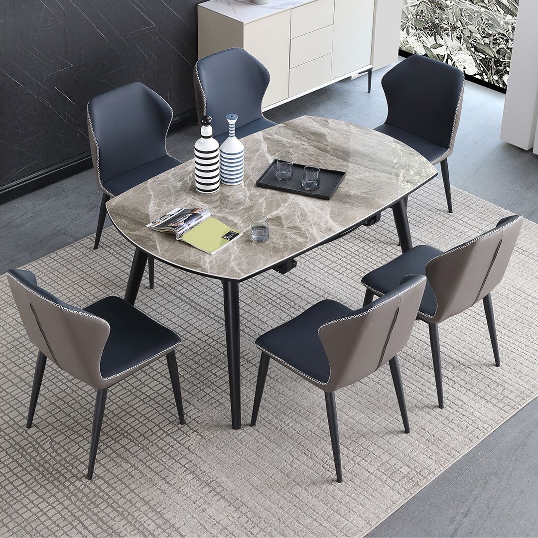 Modern Gray Sintered Stone Dining Table Set 1/4/5/7 Pieces Dining Set for Home Use