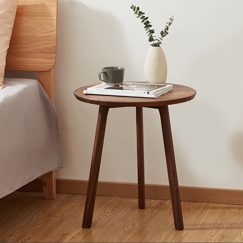 Contemporary End Table Solid Wood Brown Living Room Side Table