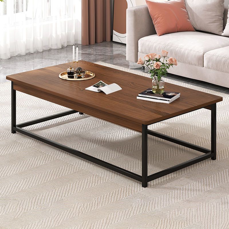Coffee Table with Rectangular Black/gold Metal Base on 4 Legs Base