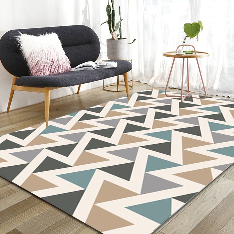 Casual Zigzag Print Rug Morandi Color Polypropylene Indoor Rug Stain Resistant Non-Slip Carpet for Living Room