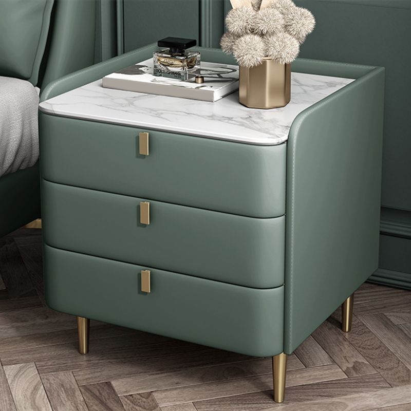 Solid Wood Frame 3 Drawer Leather Multicolor Choice Gold Table Leg Nightstand