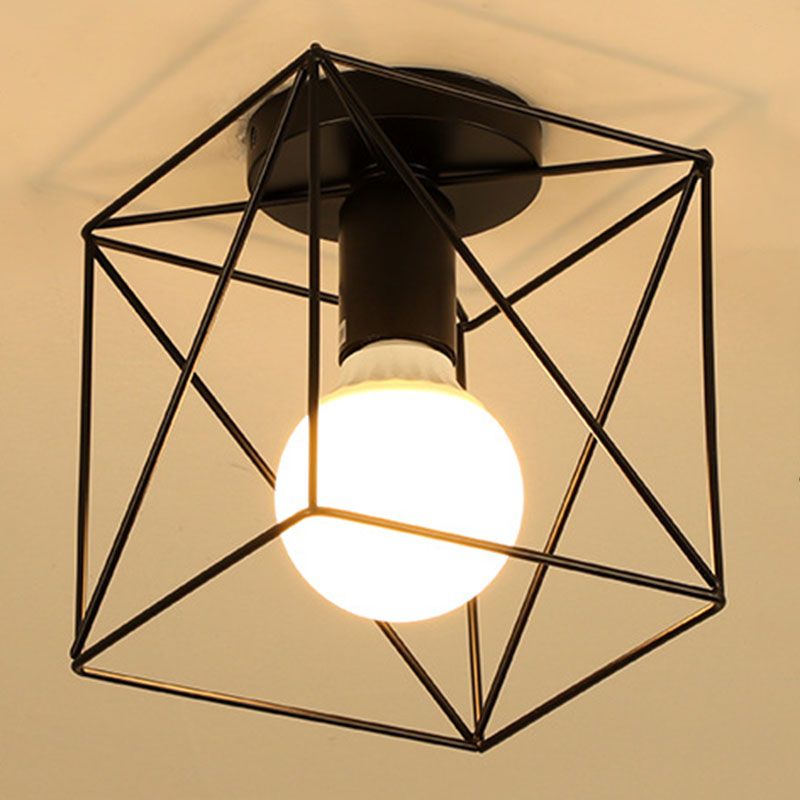 Luminaire encastré industriel à 1 lumière en métal géométrique, noir
