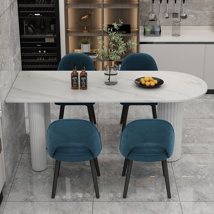 Free Form White Dining Table Sintered Stone Table Modern Style with 3 Legs