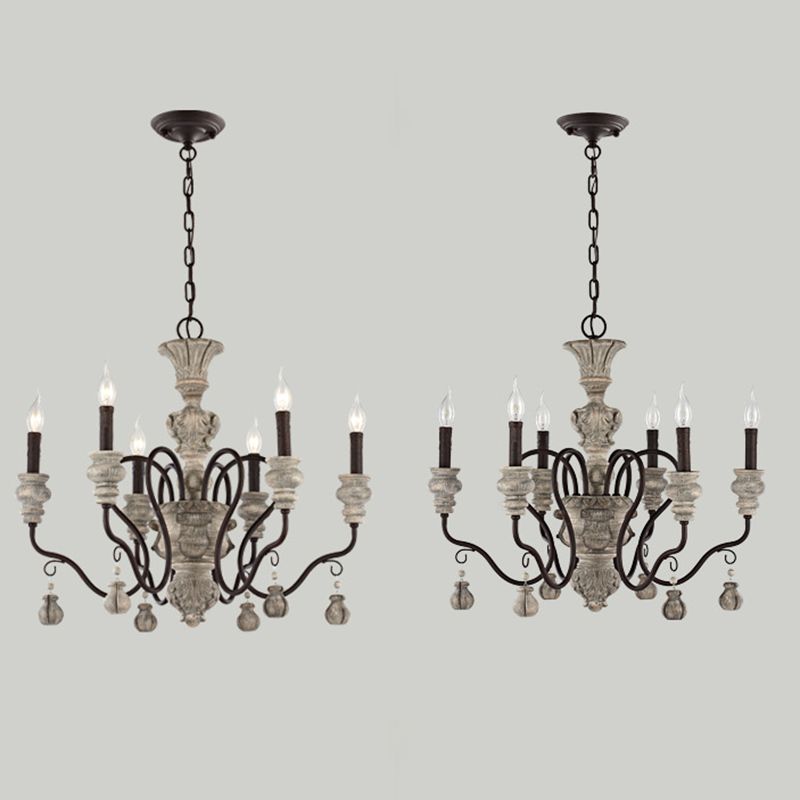 Chandelle résine Chandelle suspendue Chandelier de salle à manger traditionnelle en gris