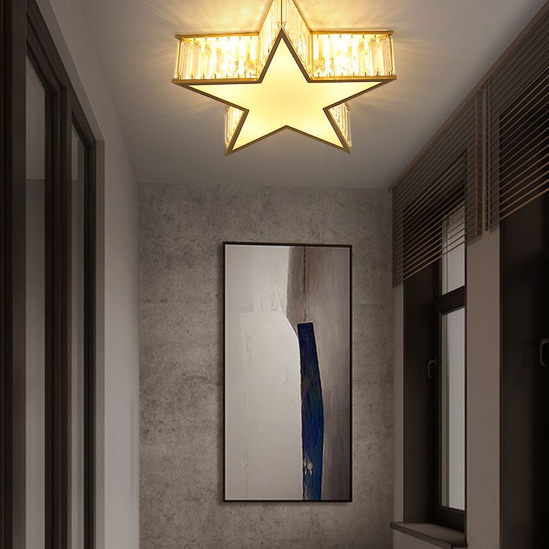 Pentagram Flush Mount Light Fixtures 1 Light Crystal Contemporary Ceiling Lights Flush Mount