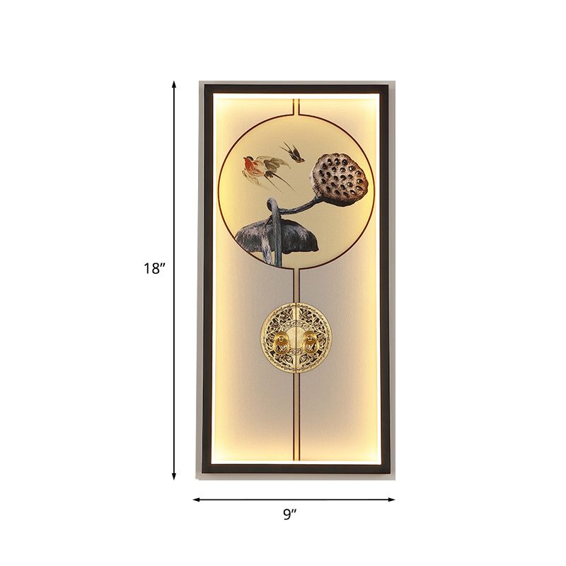 Verrouillage de porte Mur Mont mural lampe chinoise aluminium Black and Gold LED Ponderie d'éclairage