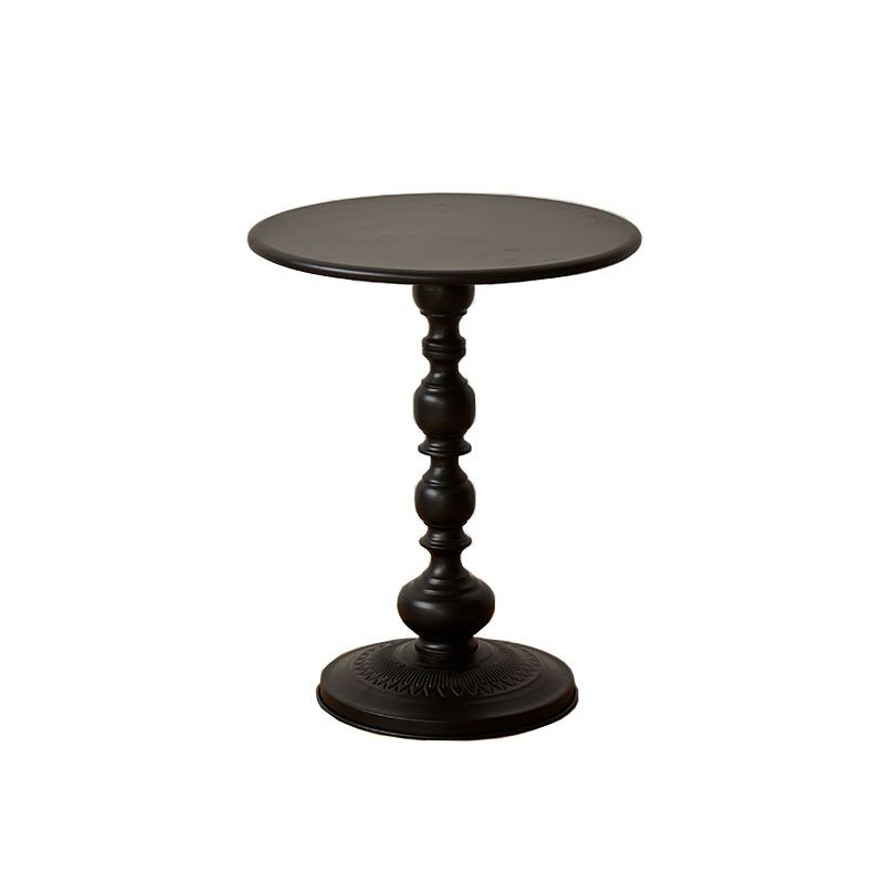 20.5" Tall Metal Pedestal End Table Round Accent Side Table in Black/White