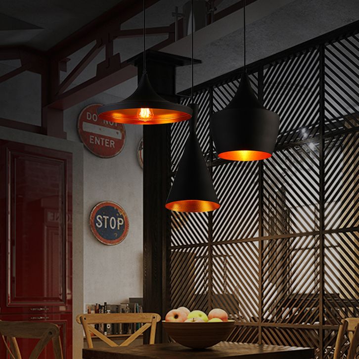 1 Light Schoolhouse Hanging Pendant Lights Industrial Style Metallic Pendant Ceiling Lights