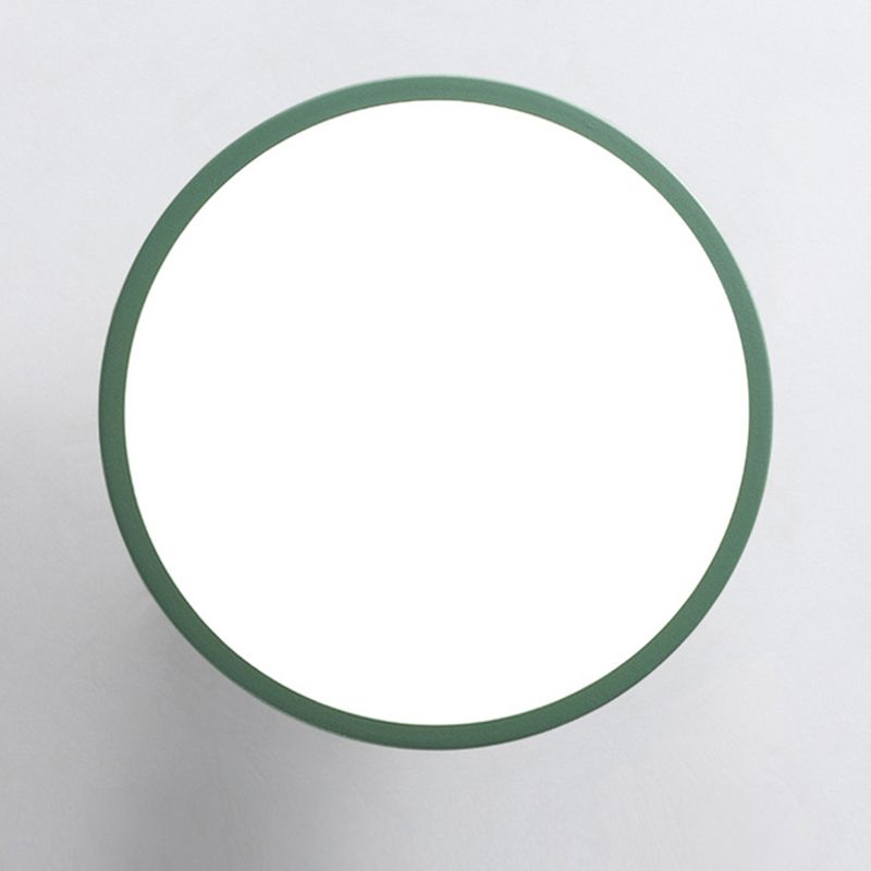 Round Corridor Semi Flush Light Acrylic Macaron Style LED Flush Ceiling Light with Wooden Canopy