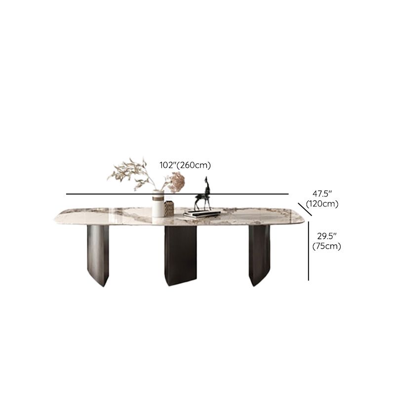 Contemporary Dining Table Sintered Stone Table with Metal Legs for Home Use