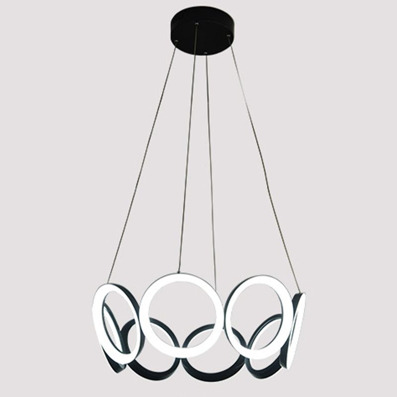 Elektroplate aluminium led kroonluchter in moderne eenvoud acryl circulaire hanglamp in zwart