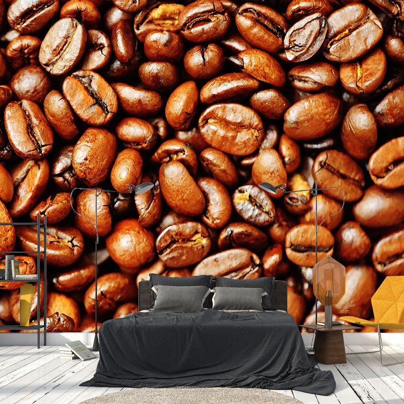 Photography Coffee Beans Mural Mildew Resistant Wallpaper for Coffee Shop
