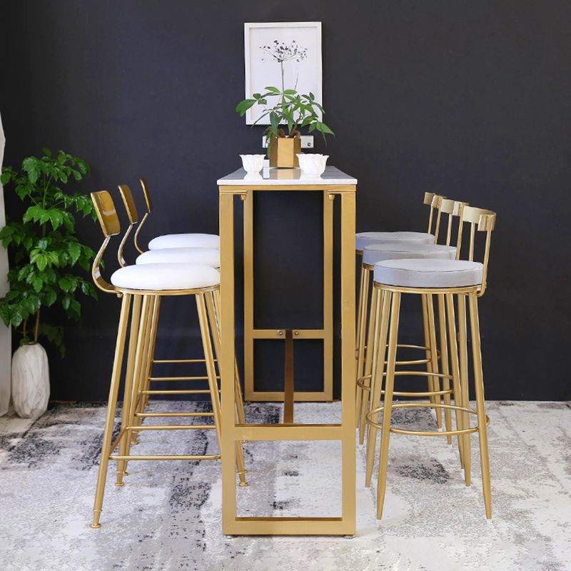 Indoor Glam Counter Height Set 1/2/4/7 Pieces Rectangle White Stone Pub Table Set