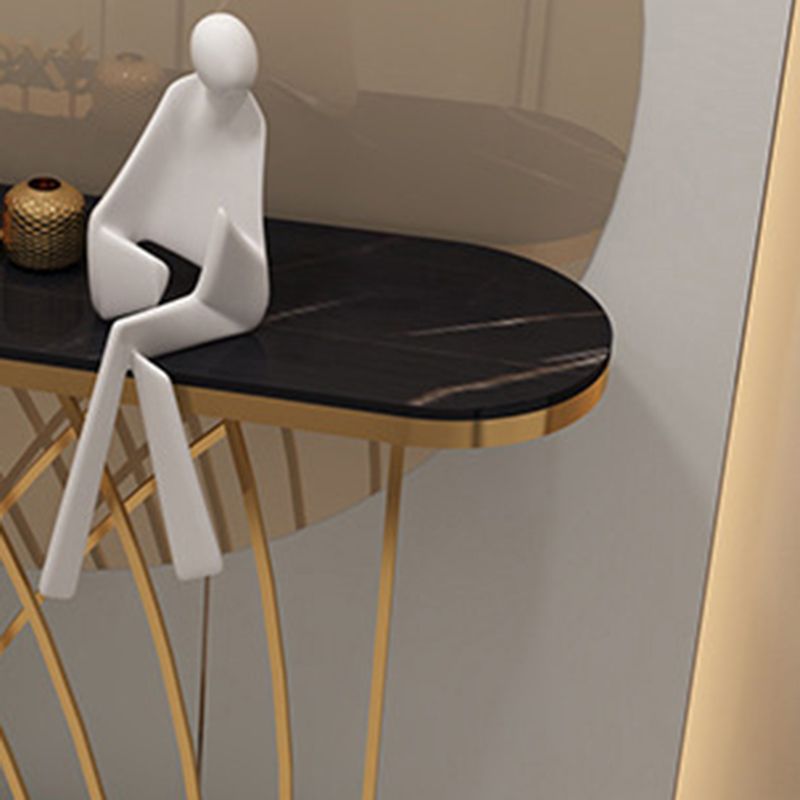 31.5-inch Tall Oval Console Table 1-shelf Stone Accent Table