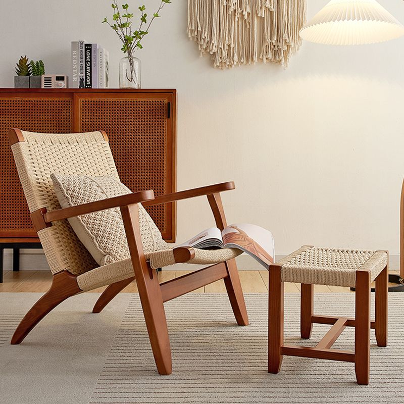 Scandinavian Wood Accent Armchair Solid Wood Frame Accent Armchair