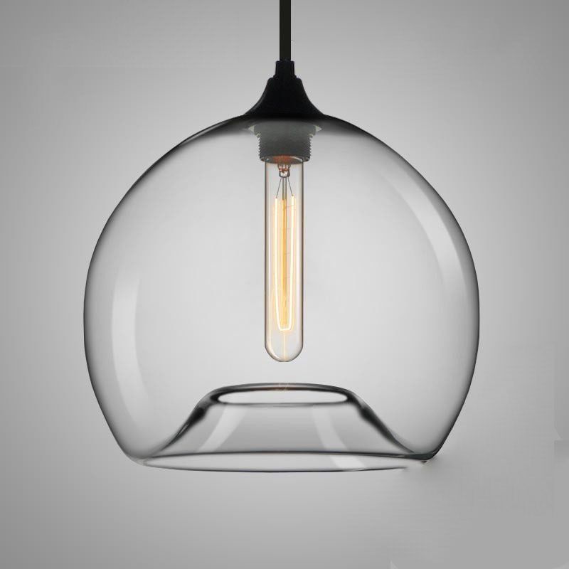 Dinning Room One Head Hanging Light Transparent Glass Modern Down Lighting Pendant