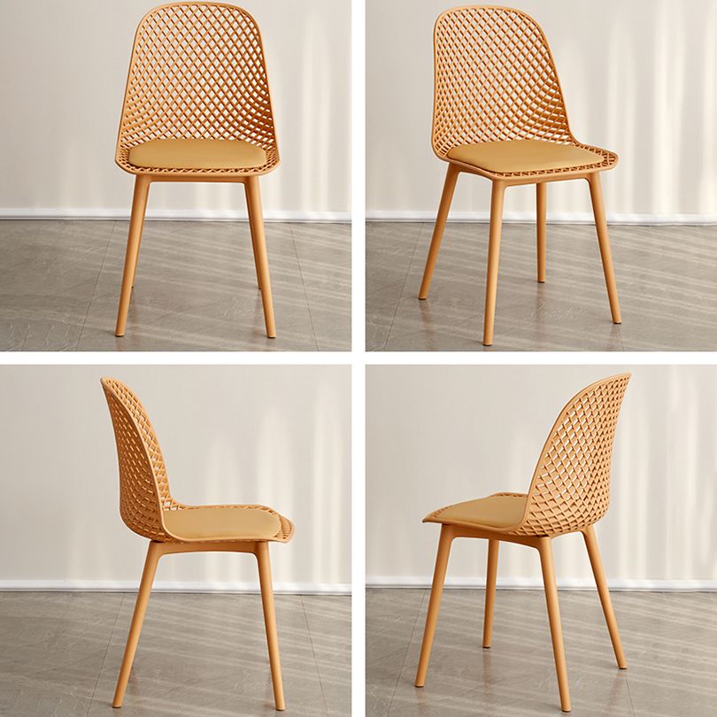 Contemporary Style Dining Chairs Armless Chairs with Plastic Legs for Home