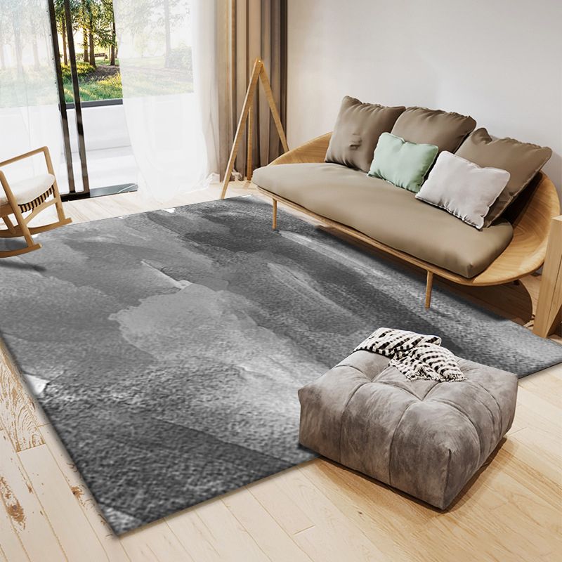 Blue Modern Rug Polyester Graphic Rug Non-Slip Backing Rug for Home Decoration