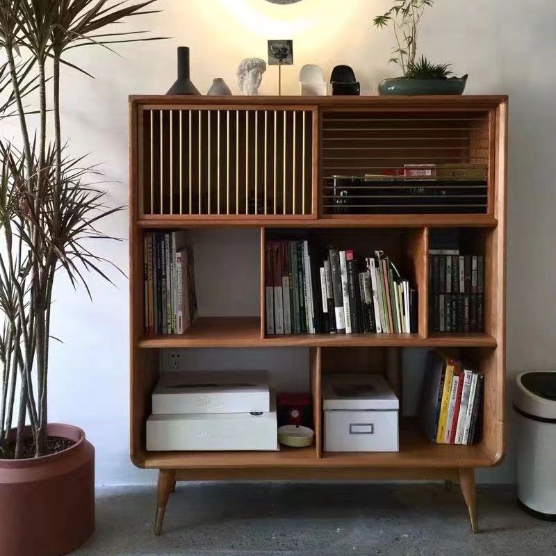 Contemporary Open Back Standard Bookcase Solid Wood Bookshelf with Shelves