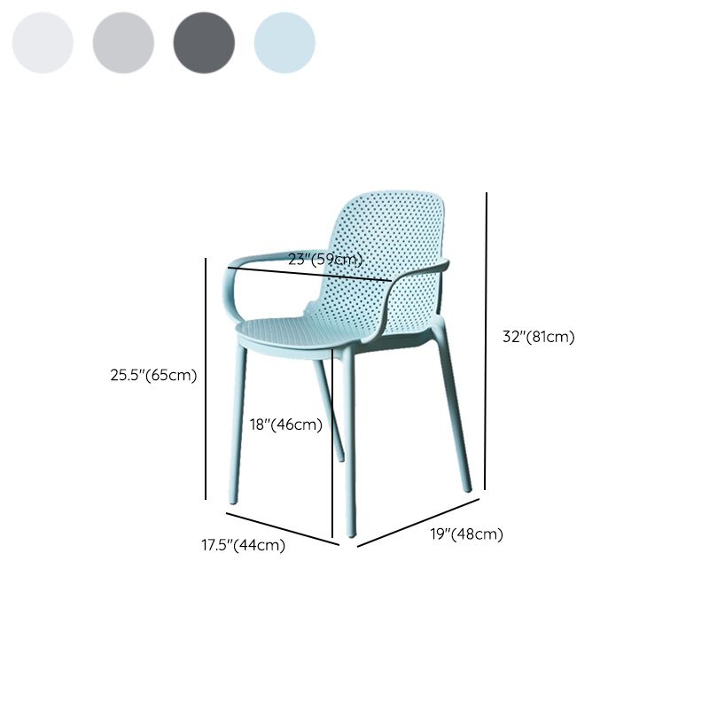 Modern Stackable Chair Dining Open Back Arm Chair with Plastic Legs for Kitchen
