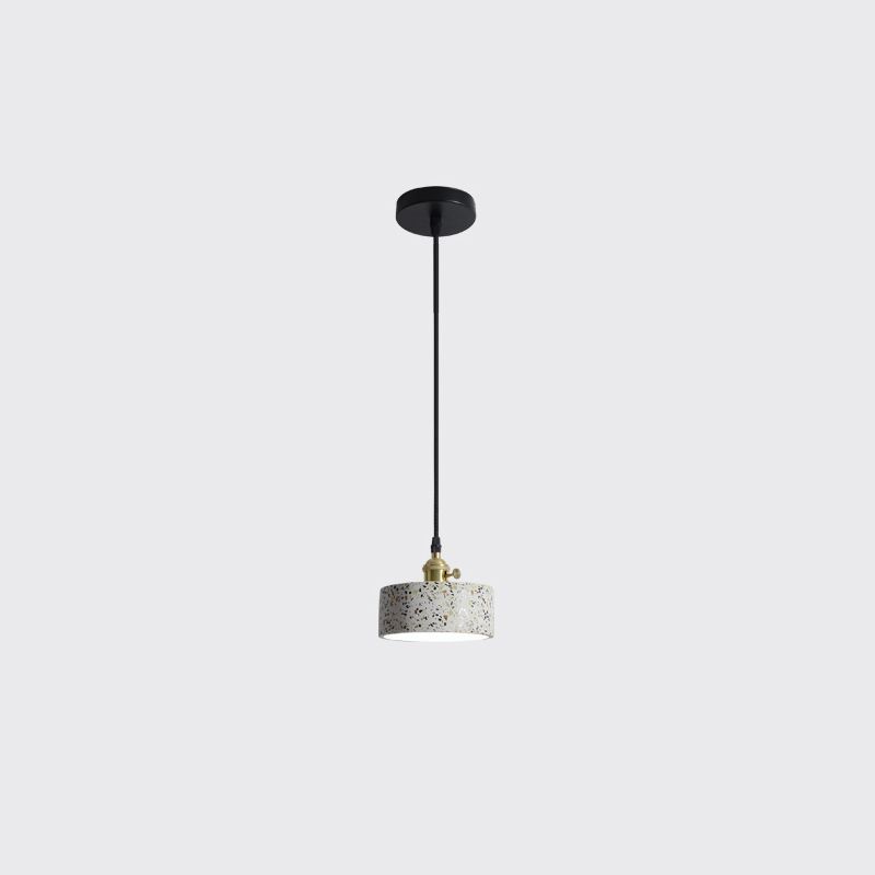 Geometrical Suspension Lighting Nordic Style Terrazzo Single-Bulb White Pendant Ceiling Light