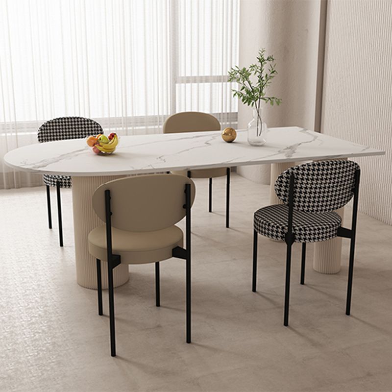 Free Form Sintered Stone Dining Table White Dining Table with Pedestal