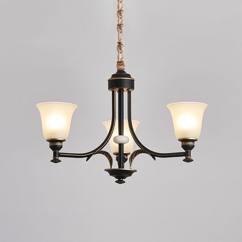 Lustre de plafond radial noir et or