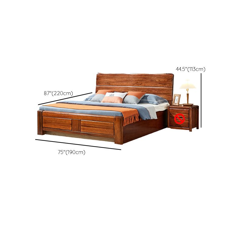 Traditional Solid Wood Standard Bed Solid Color Bed with Headboard