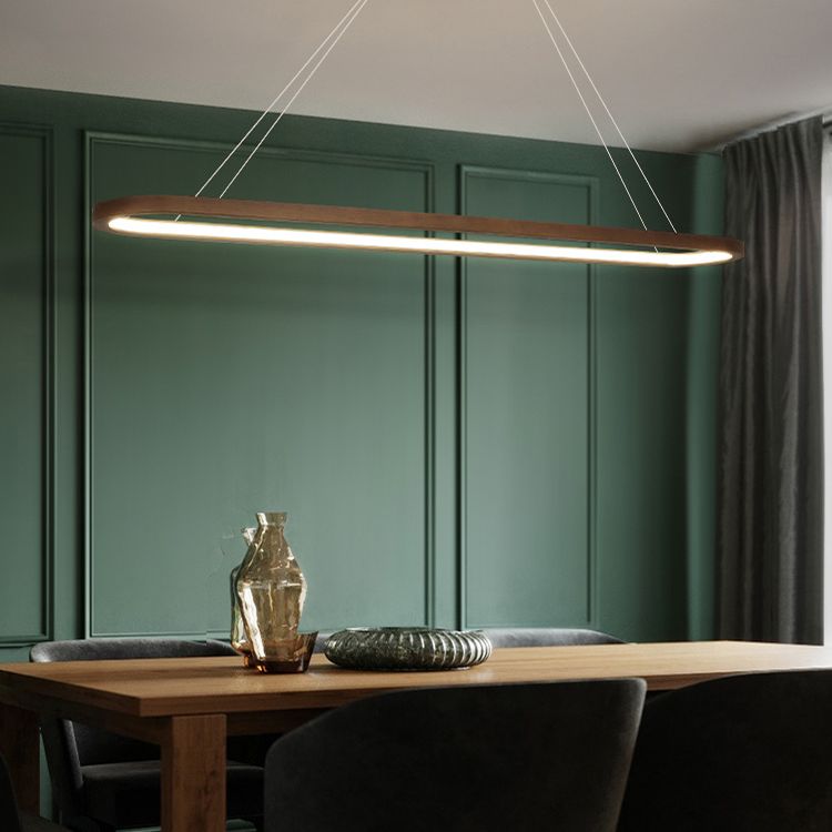 Oval Island Chandelier Lights Simplicity Wood Chandelier Lighting Fixtures for Restaurant