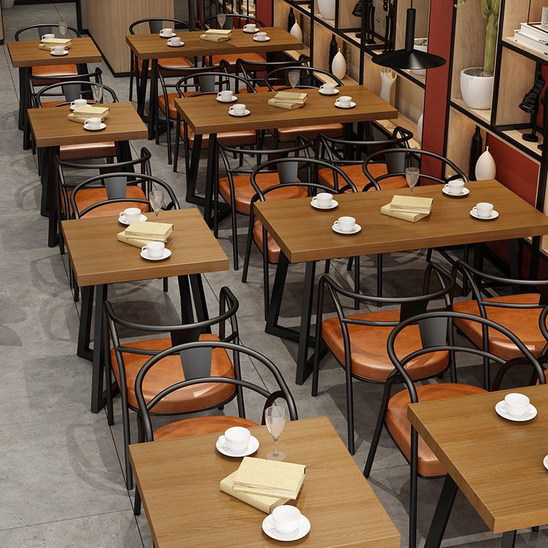 Industrial Solid Wood Dinner Room Kitchen Table Brown Sled Base Table for Dinning Room