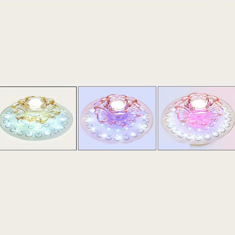 Contemporary Floral Flush Ceiling Light Crystal Corridor LED Flush Mount Lighting-Leuchte in Weiß