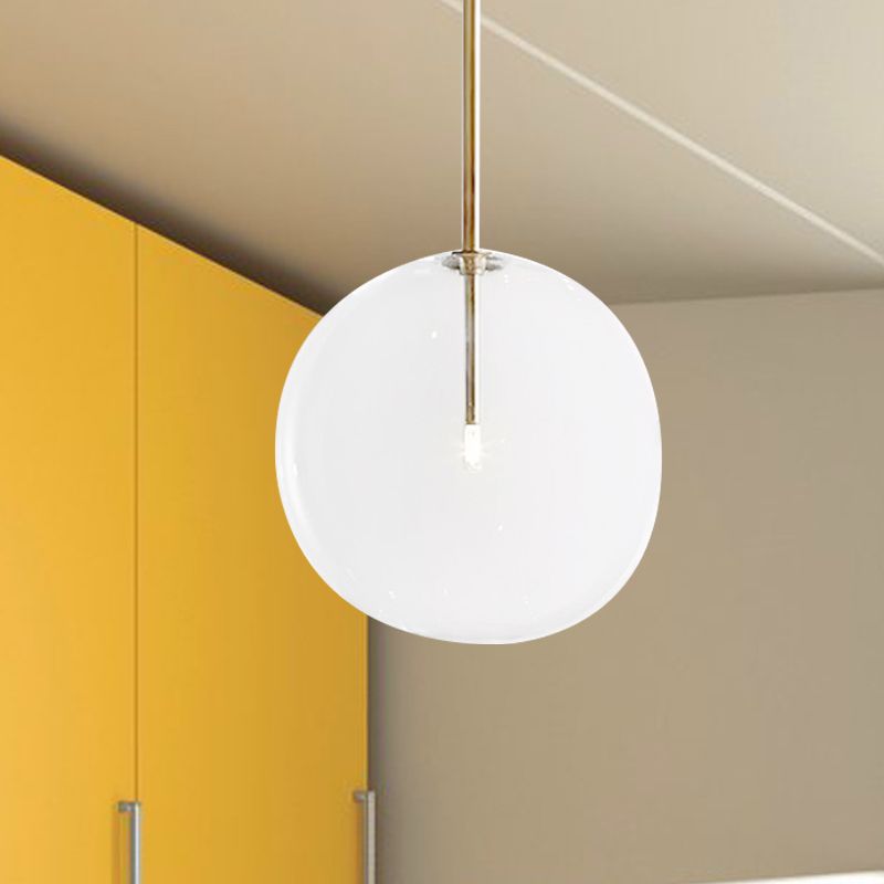Post Modern Global Pendant Lighting Clear Glass 1 Light 6"/7"/8" Wide Led Hanging Lamp for Dining Room