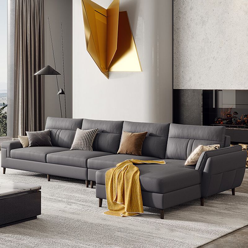 Fabric Pillow Top Arm Sectional Sofa 33.46"High Cushion Back Sofa with Storage