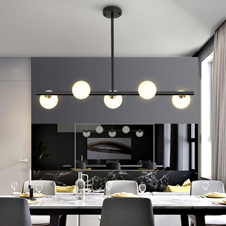 Round-Shaped Island Lighting Idea Nordic-Style Glass Chandelier Lighting Fixture