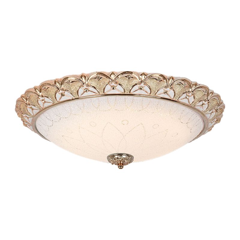 14 "/16" /20 " W Farmhouse Dome Flush Light Fixture Crema Vetro LED Flush Montaggio Lampada in Gold, Warm / White Light