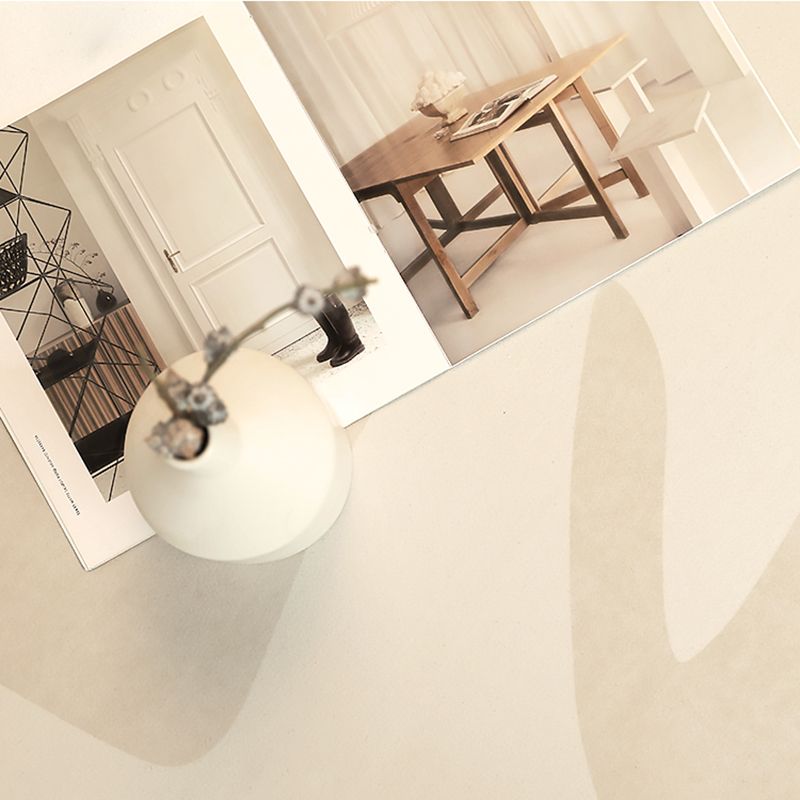 Apricot Tone Simplicity Rug Polyester Carpet Stripe Printing Indoor Rug Non-Slip Backing for Living Room