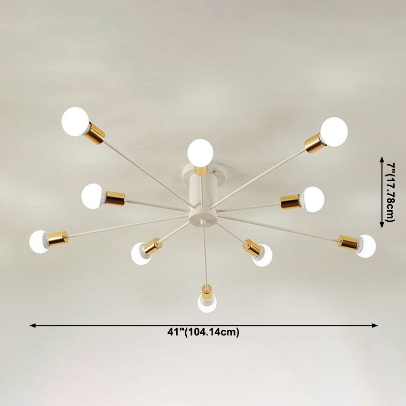 Lampada da soffitto Sputnik a semi-incasso a lampadina nuda in stile industriale creativo, apparecchio da soffitto in ferro laccato