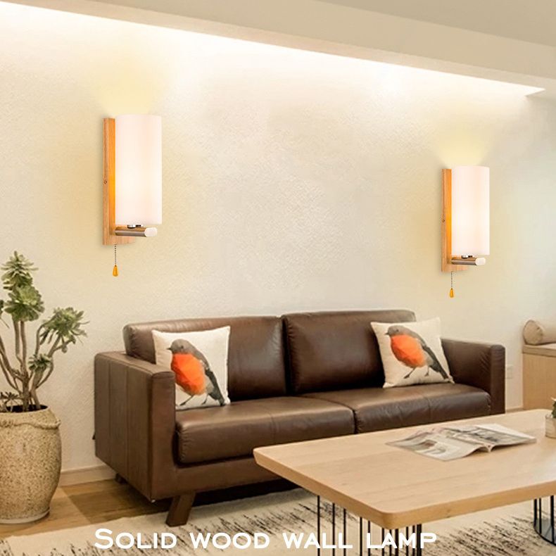 Cilindro de la sala de estar accesorio de iluminación de pared de vidrio Iluminación de pared moderna en blanco