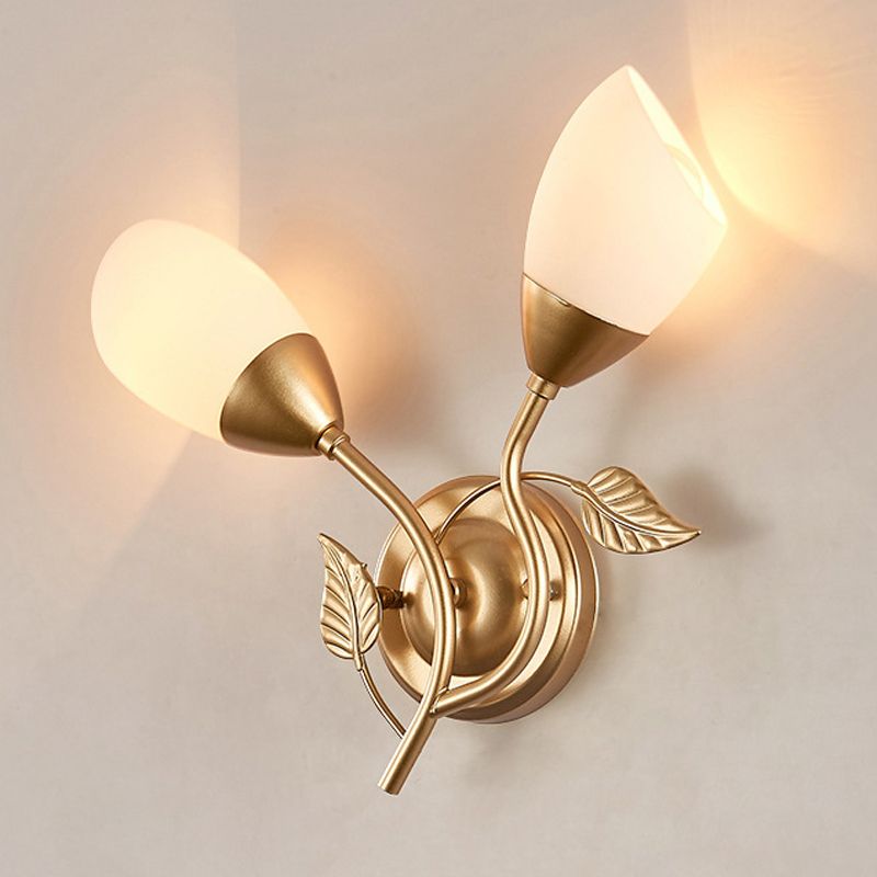 Modernist Wall Sconce Flower Wall Light Fixture with Glass and Metal for Bedroom