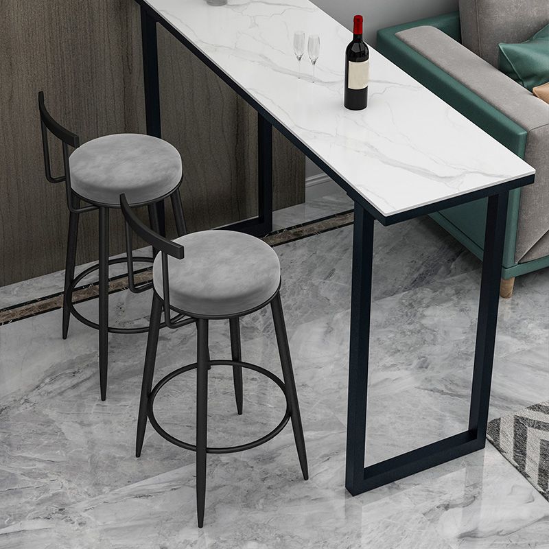 Round Seat Upholstered Counter Stool Industrial Armless Bar Chai