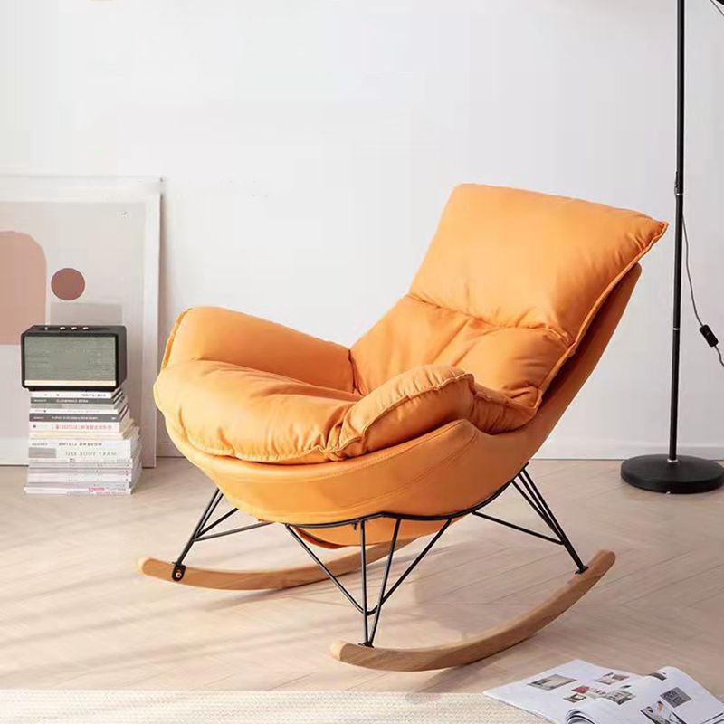 Contemporary Plain Rocking Chair Faux Leather Water Resistant Glider Chair