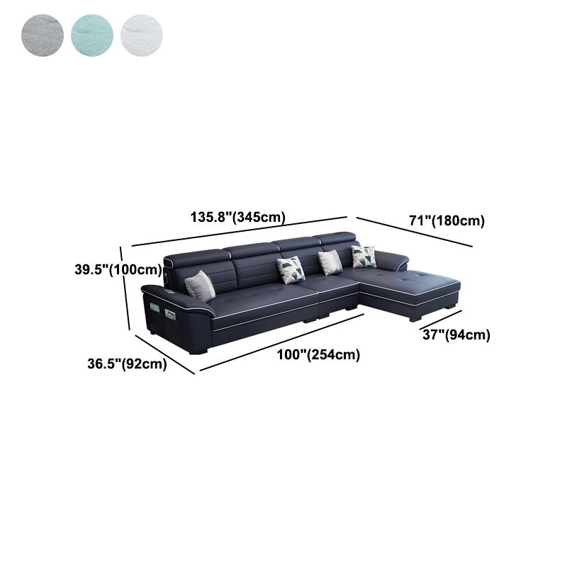 Contemporary Linen and Faux Leather L-Shape Furniture Sectionals