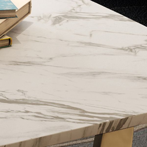 Traditional Luxury Rectangle Furniture Marble Trestle Base Dinner Table