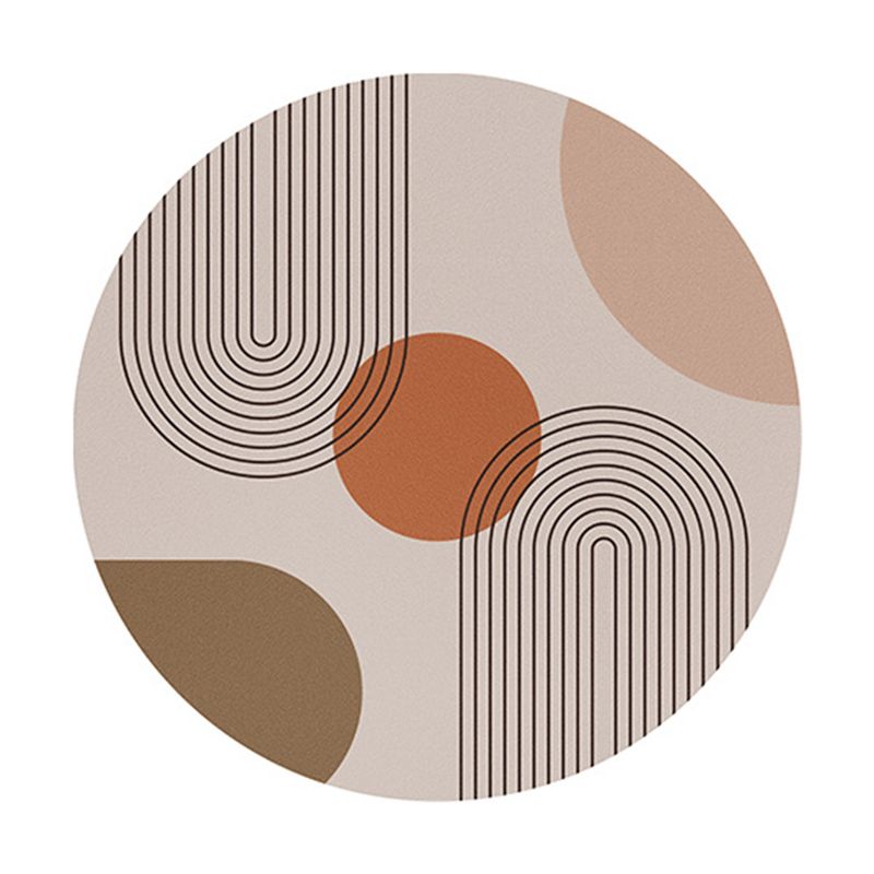 Round Carpet Simple Contrast Panel Area Rug Polyester Stain Resistant Indoor Carpet for Home Decor