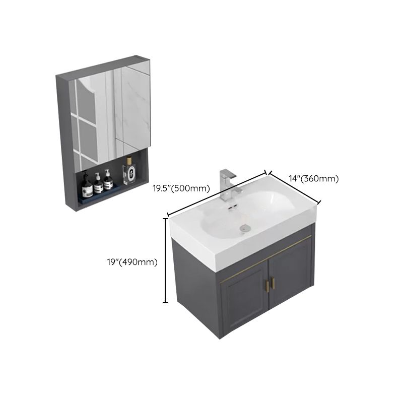 Modern Single Bath Vanity Wall Mount Ceramic Top Bathroom Vanity